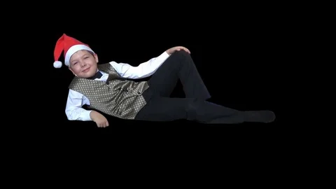 The boy in Santa hat Stock Footage 70415591