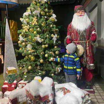 Boy with santa Foto stock