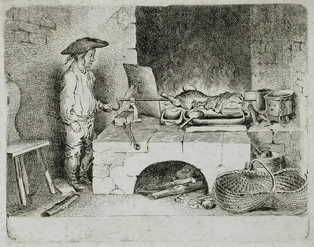 The Boy with the Sausage Spit. Daniel Nikolaus Chodowiecki (Germany, Danzig.. Stock Illustration