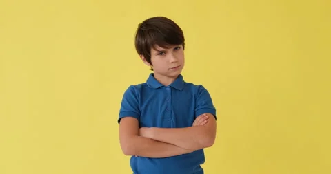 Boy saying no with stop hand sign Stock Footage 145235775