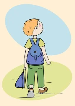 Boy with a school bag Stock Illustration