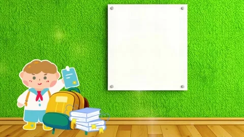 Boy at School with Blank Canvas Background Stock Footage 301668314