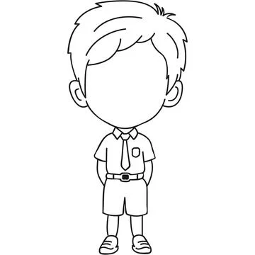 Boy In School Uniform Outline Stock Illustration