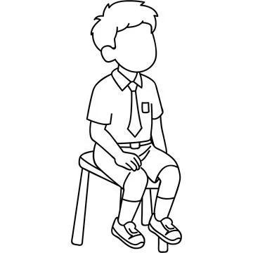 Boy In School Uniform Sitting Stock Illustration