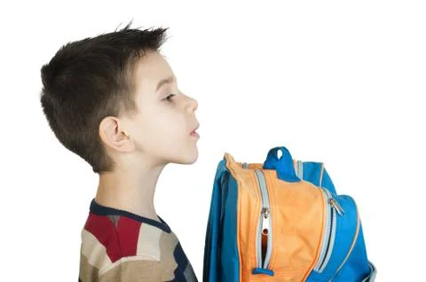 Boy with schoolbag Stock Photos