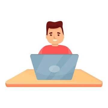 Boy scientific coding icon, cartoon style 스톡 일러스트