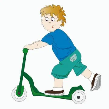 The boy on the scooter Stock Illustration