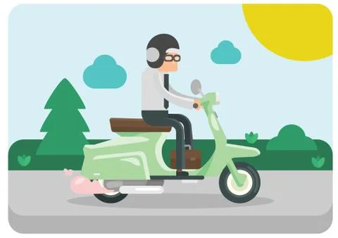 Boy on scooter Illustrazione stock