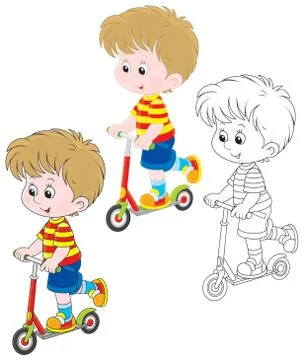 Boy scooterist Stock Illustration