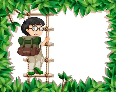 A boy scout on nature frame Stock Illustration