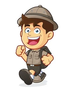 Boy Scout or Explorer Boy Walking Stock Illustration
