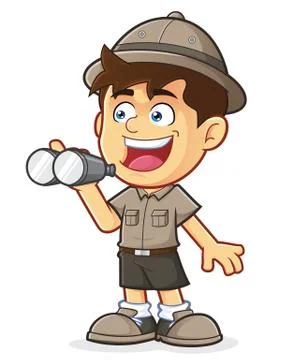 Boy Scout or Explorer Boy with Binoculars Stock Illustration