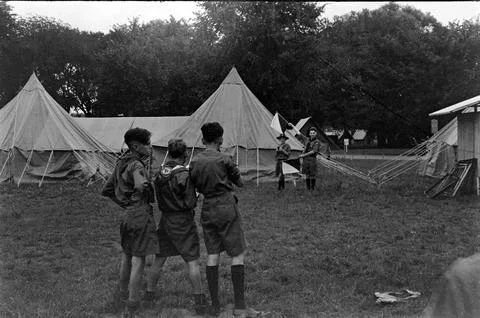 Boy Scouts Practicing Flag Semaphore, Washington, Dc, USA Stock Photos