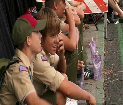 Boy Scouts watch parade Stock Footage 21668647