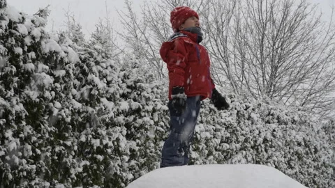 Boy screaming for help, winter day Video stock 149456326