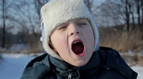 Boy screaming in winter Video stock 53167376