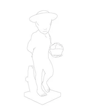 Boy sculpture statue outline. Vector illustration. Isolated on white backgr.. Stock Illustration