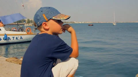  boy, Sea Stock Footage 3677807