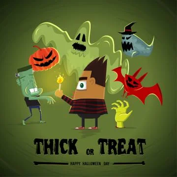 The boy see ghost Stock Illustration