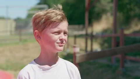The Boy Shakes his Head Slow Motion Stock-Footage 344290011
