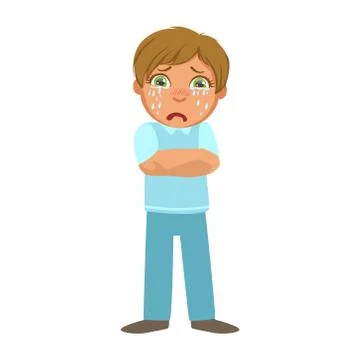 Boy Shivering With Fever,Sick Kid Feeling Unwell Because Of The Sickness, Part Stock Illustration