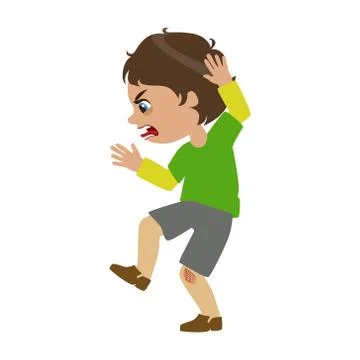 Boy Shouting And Swearing, Part Of Bad Kids Behavior And Bullies Series Of Illustrazione stock