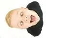 The boy show tongue. View from above Photo