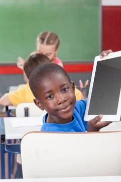 Boy showing the tablet Fotos Stock