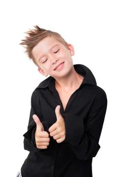 Boy showing thumbs up. Foto stock
