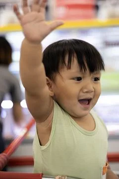 A Boy Shows A Gesture Stop Stock Photos