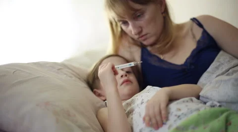 The boy is sick and he has fever Stock Footage 61061613