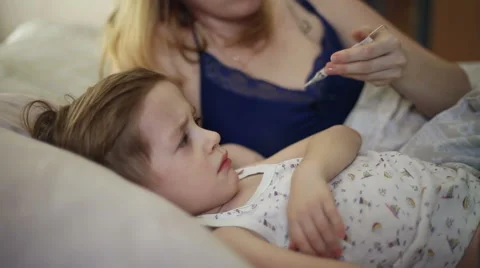The boy is sick and he has fever Stock Footage 61061694
