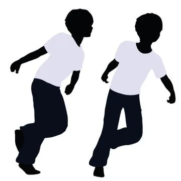 Boy silhouette in Pulling Pose Stock Illustration