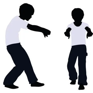 Boy silhouette in Pulling Pose Stock Illustration