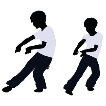 Boy silhouette in Pulling Pose Stock Illustration