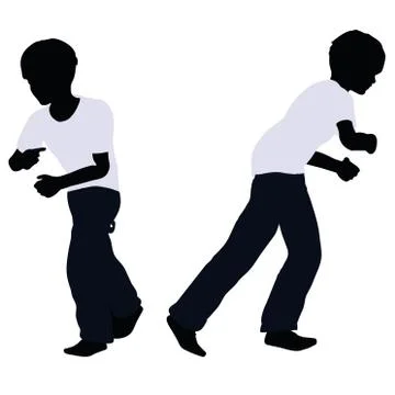 Boy silhouette in Pulling Pose Stock Illustration