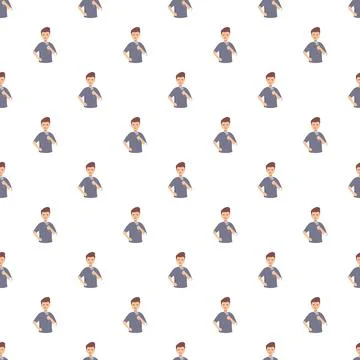Boy singer holding microphone performing seamless pattern Stock Illustration