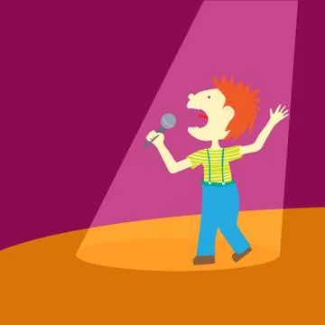 Boy singing Stock Illustration