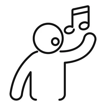 Boy singing with music note icon showing karaoke, song or choir Illustrazione stock