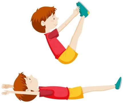 A boy sit up exercise Stock Illustration
