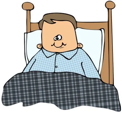 Boy sitting up in bed Stock Illustration