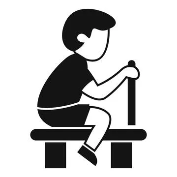 Boy sitting on bench holding railing icon glyph style イラスト素材