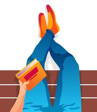 Boy sitting on bench vector illustration of university. Legs top view on white Illustrazione stock