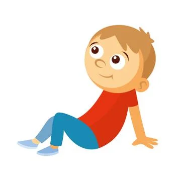 Boy is sitting on the floor Stock Illustration