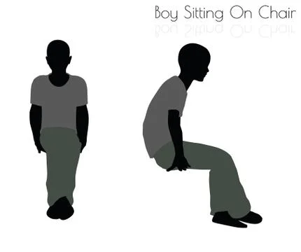 Boy in Sitting pose on white background Illustrazione stock