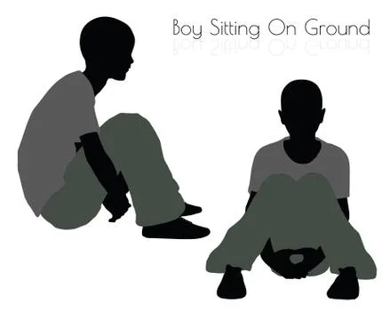 Boy in Sitting pose on white background Stock Illustration