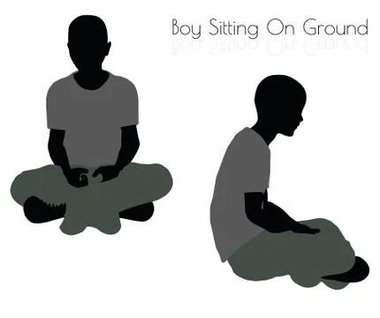 Boy in Sitting pose on white background Stock Illustration