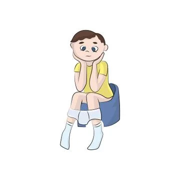 The boy is sitting on the pot. Vector color illustration Illustrazione stock