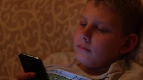 Boy sitting on sofa with telephone2 Stock Footage 81315758