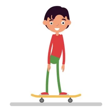 The boy on skateboard, flat vector Stock-Illustration